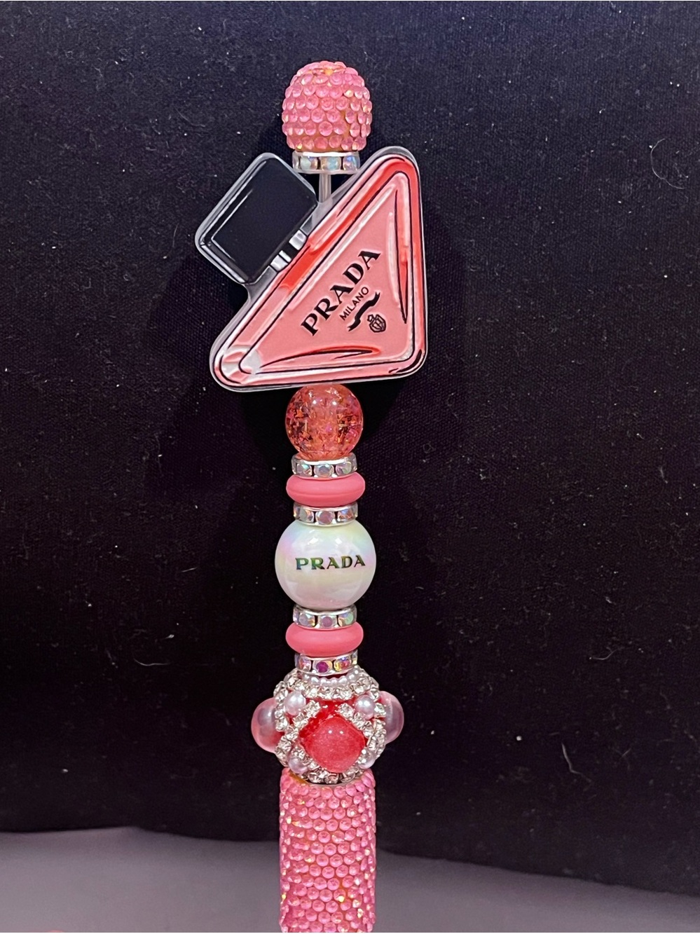 Extremely rare Prada purfume bottle acrylic focal fancy beaded pen